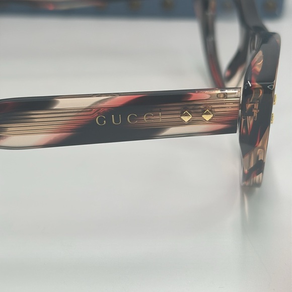 💯- New Authentic Gucci GG1083O 002 havana Cat-eye Logo Sided Glasses - Picture 10 of 17